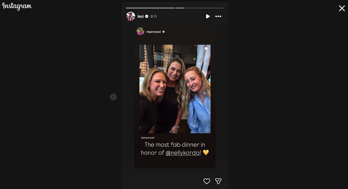Nelly Korda, Morgan Pressel, and Lexi Thompson via Thompson's Instagram Story_Image Source: Instagram/@lexi